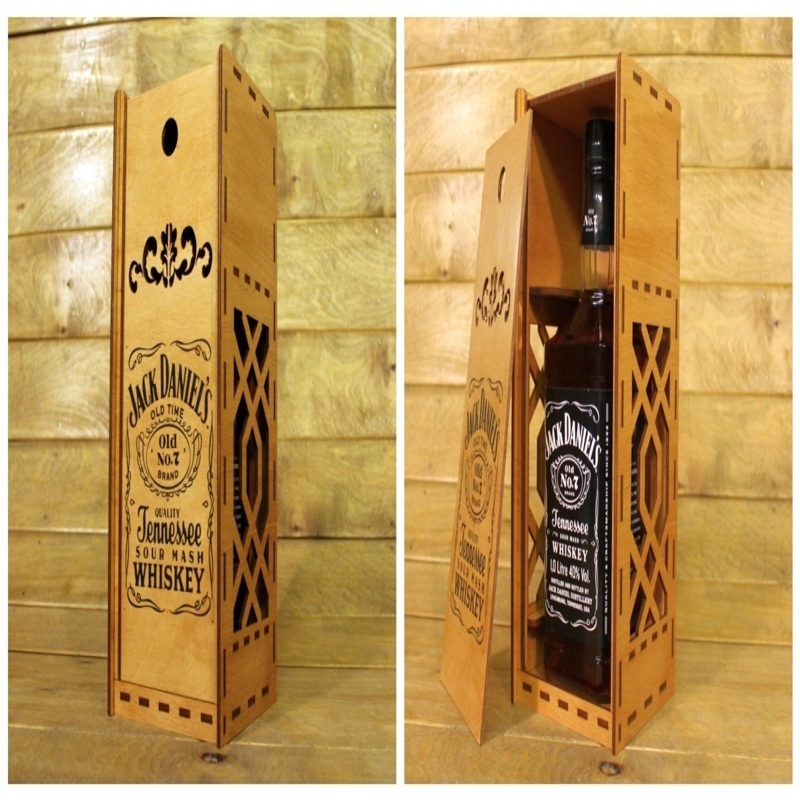 طرح جعبه ویسکی چوبی جک دنیلز مناسب برای استفاده در دستگاه های cnc چوب و cnc لیزر - laser cut jack daniels whisky wooden box cdr file