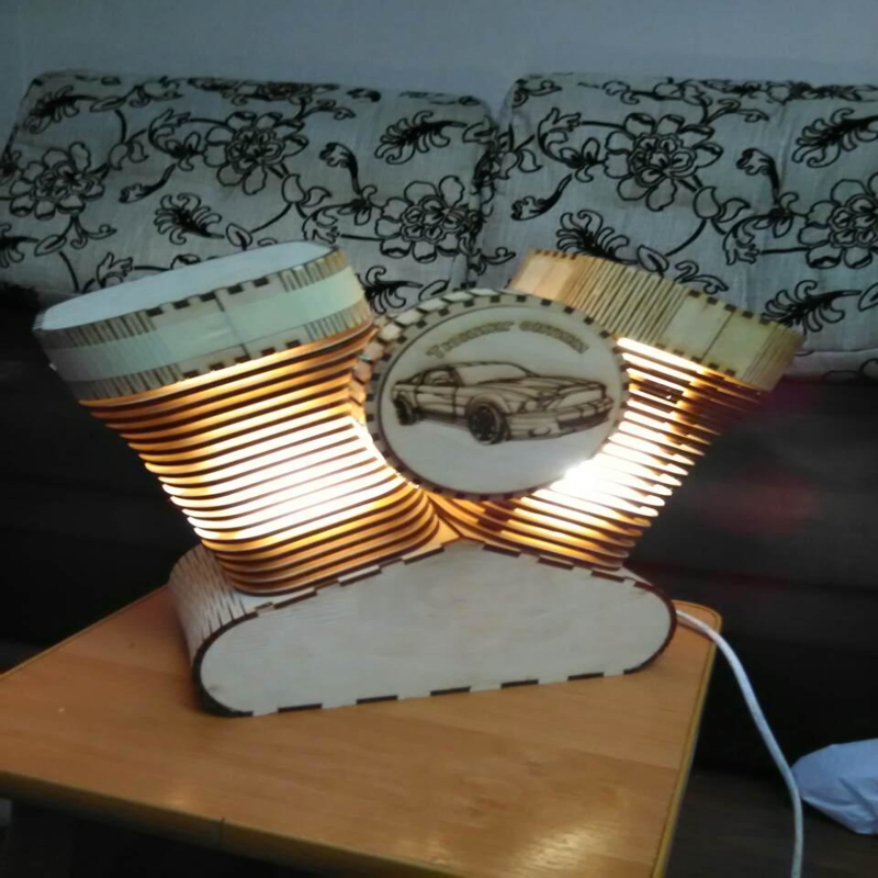 طرح چراغ خواب چوبی هارلی دیویدسون مناسب برای استفاده در دستگاه های cnc چوب و cnc لیزر - laser cut wooden harley davidson lamp nightlight cdr file