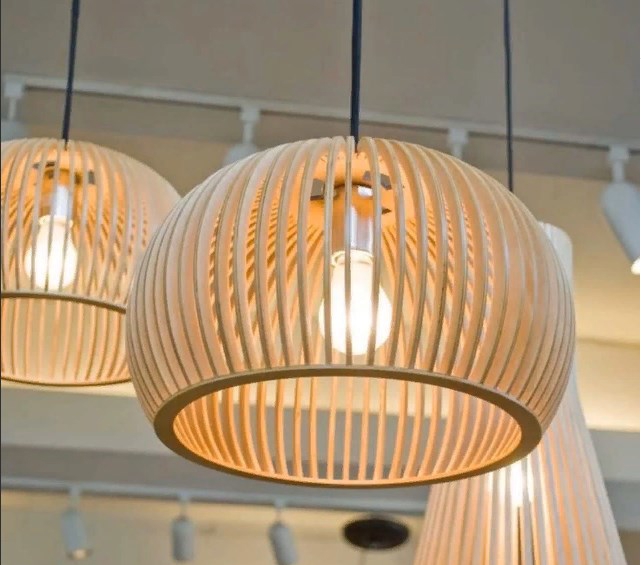 طرح چراغ آویز چوبی مناسب برای استفاده در دستگاه های cnc چوب و cnc لیزر - wooden hanging lamp pendant light laser cutting template dxf file