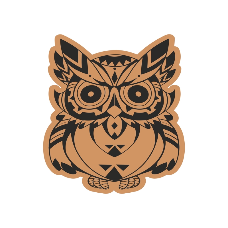 طرح جغد زیبا مناسب برای استفاده در دستگاه های cnc چوب و cnc لیزر - cute owl laser cut engraving template cdr file
