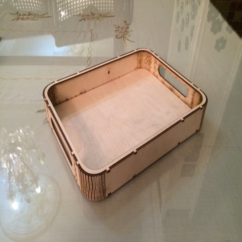طرح سینی چوبی دسته دار مناسب برای استفاده در دستگاه های cnc چوب و cnc لیزر - laser cut wooden tray with handles dxf file