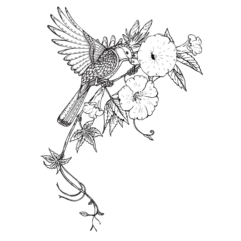 طرح فایل وکتور گل های تزئینی پرنده . مناسب برای استفاده در دستگاه های cnc چوب و cnc لیزر - bird flowers decor vector eps file