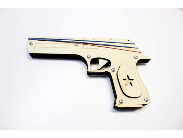 طرح تفنگ لاستیکی مناسب برای استفاده در دستگاه های cnc چوب و cnc لیزر - laser cut rubber band gun cdr file