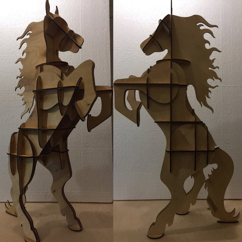طرح قفسه پرورش اسب مناسب برای استفاده در دستگاه های cnc چوب و cnc لیزر - laser cut rearing horse shelf cdr file