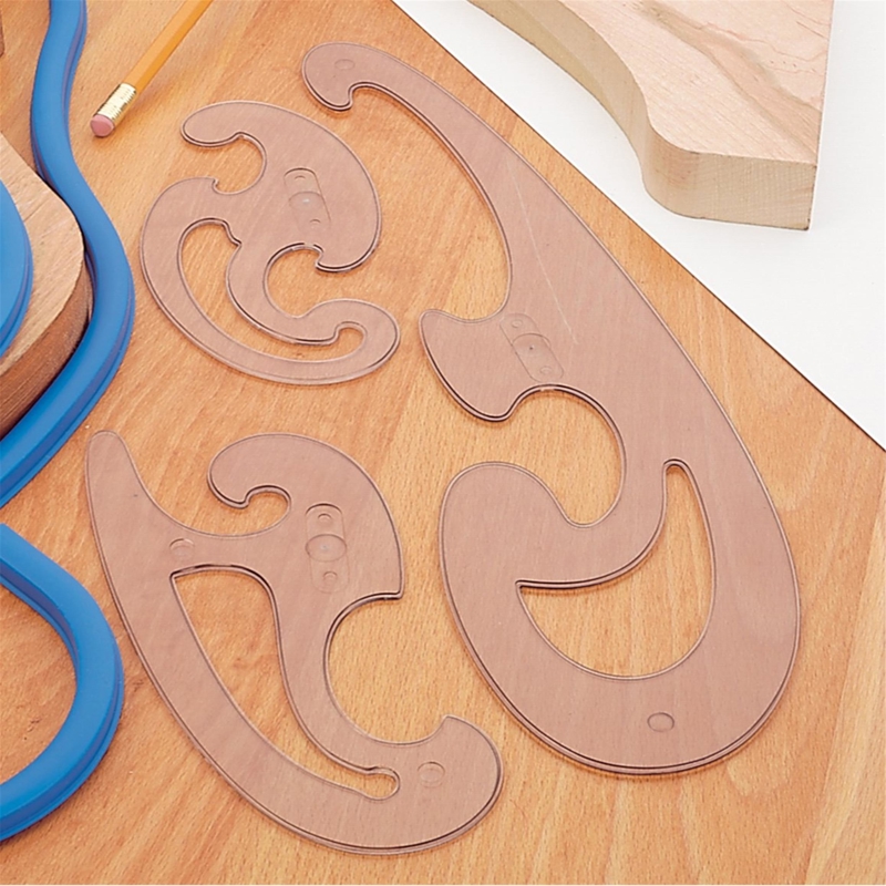 طرح منحنی فرانسوی مناسب برای استفاده در دستگاه های cnc چوب و cnc لیزر - laser cut french curve template cdr file