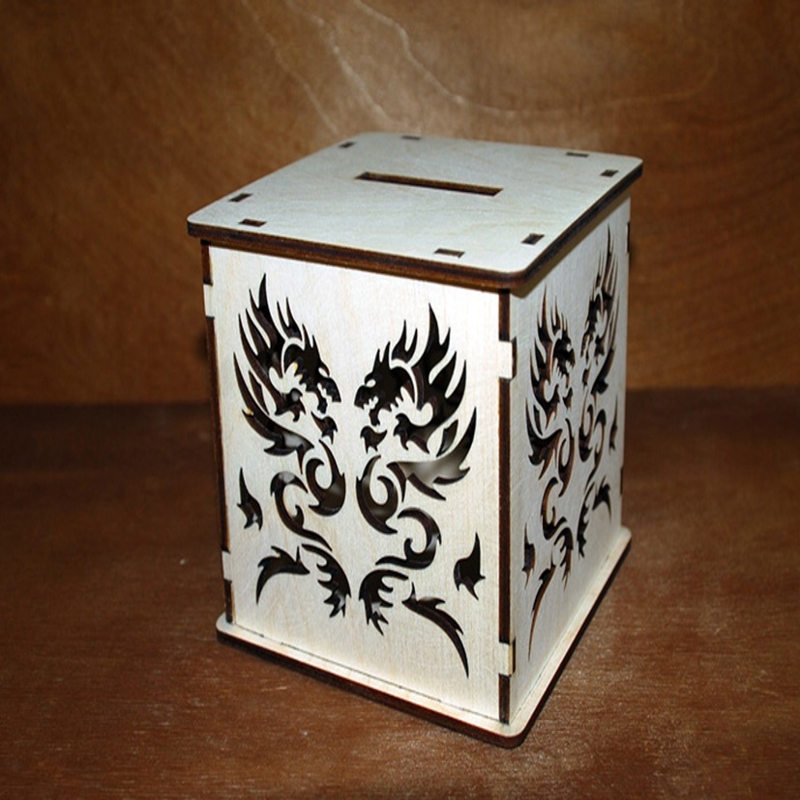 طرح قلک اژدها به شکل کورل cdr مناسب برای استفاده در دستگاه های cnc چوب و cnc لیزر - laser cut dragon piggy bank cdr file