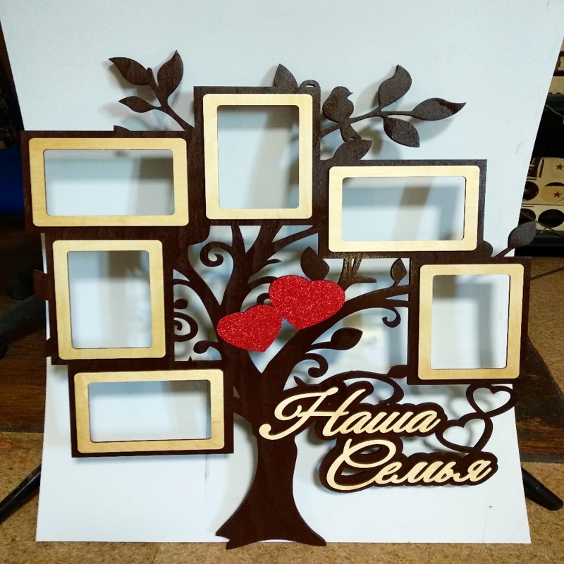 طرح قاب عکس درخت خانوادگی مناسب برای استفاده در دستگاه های cnc چوب و cnc لیزر - laser cut family tree picture frame cdr file