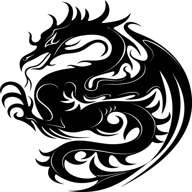 طرح فایل eps و ai طرح استنسیل اژدها مناسب برای استفاده در دستگاه های cnc چوب و cnc لیزر - dragon stencil eps file
