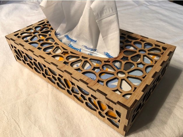 طرح جعبه دستمال کاغذی تخته سه لا ۳ میلی متری مناسب برای استفاده در دستگاه های cnc چوب و cnc لیزر - laser cut tissue box 3mm plywood svg file