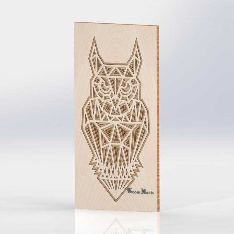 طرح جغد چوبی لایه باز مناسب برای استفاده در دستگاه های cnc چوب و cnc لیزر - laser cut layered wooden owl cdr file