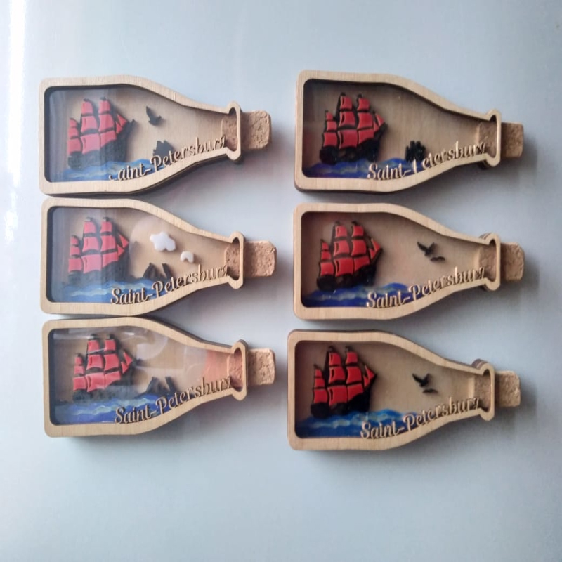 طرح بادبان های قرمز مناسب برای استفاده در دستگاه های cnc چوب و cnc لیزر - laser cut scarlet sails decor cdr file