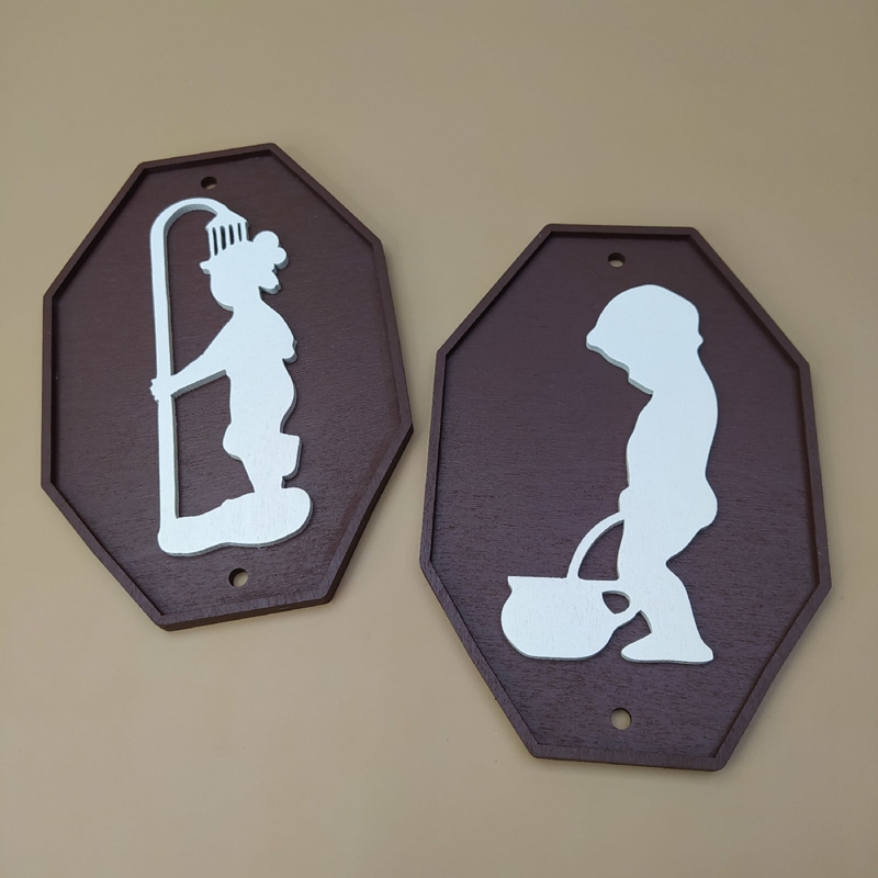 طرح تابلوی حمام بامزه مناسب برای استفاده در دستگاه های cnc چوب و cnc لیزر - laser cut funny bathroom signs cdr file
