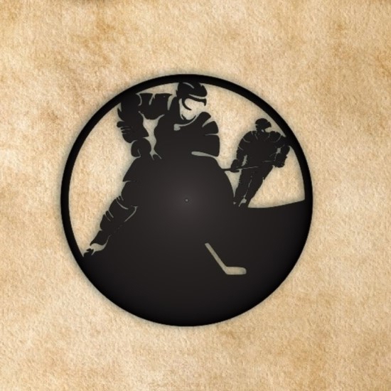 طرح ساعت دیواری هاکی روی یخ مناسب برای استفاده در دستگاه های cnc چوب و cnc لیزر - laser cut ice hockey wall clock cdr file