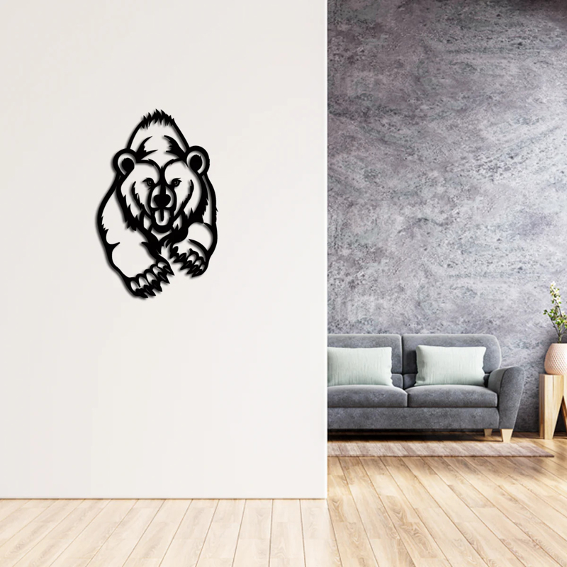 طرح خرس گریزلی طرح خرس گریزلی مناسب برای استفاده در دستگاه های cnc چوب و cnc لیزر - laser cut grizzly bear wall decor dxf file