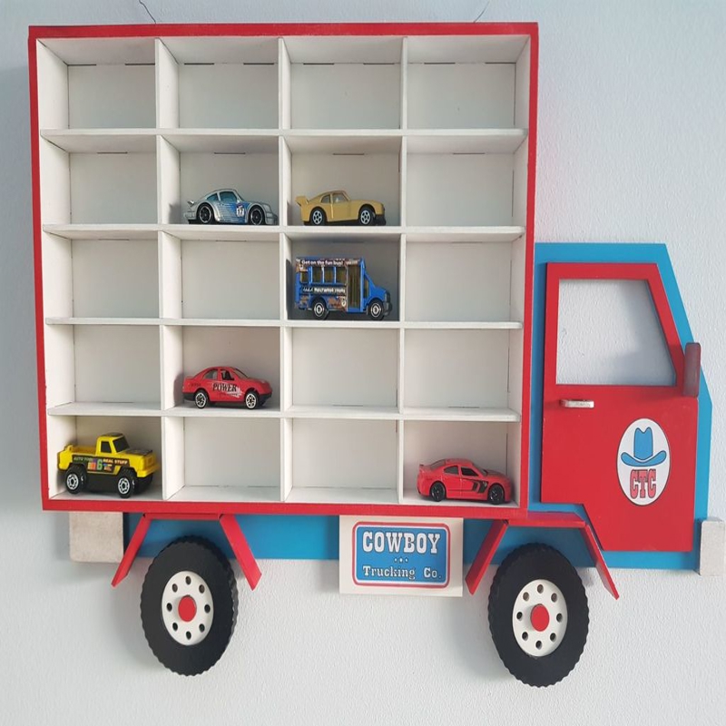 طرح فایل dwg میز عسلی چوبی مناسب برای استفاده در دستگاه های cnc چوب و cnc لیزر - laser cut wood toy car storage organizer dwg file