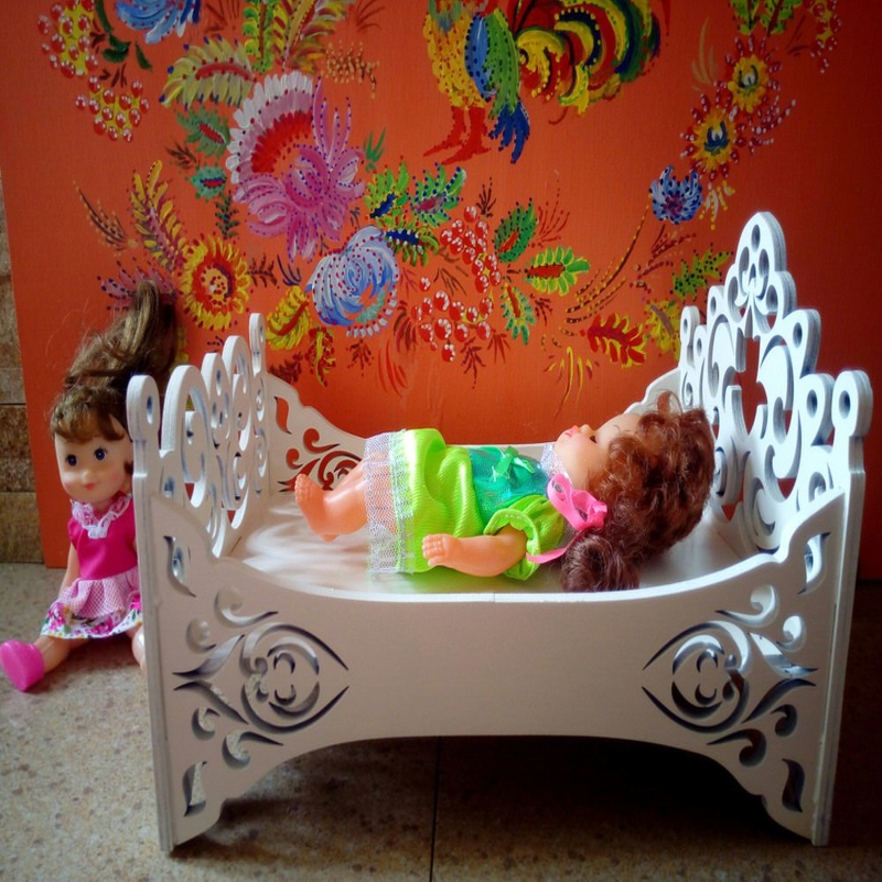 طرح گهواره یا تخت عروسک نوزاد مناسب برای استفاده در دستگاه های cnc چوب و cnc لیزر - baby doll cradle or crib cdr file