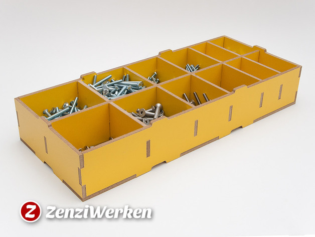 طرح جعبه نگهداری محفظه مناسب برای استفاده در دستگاه های cnc چوب و cnc لیزر - compartment storage box dxf file