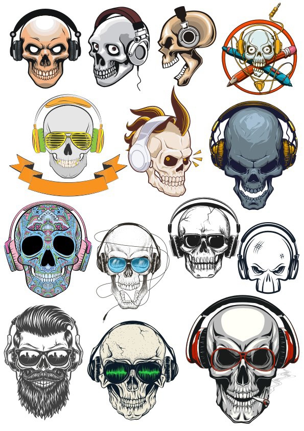 طرح جمجمه با هدفون مناسب برای استفاده در دستگاه های cnc چوب و cnc لیزر - skull with headphones cdr file