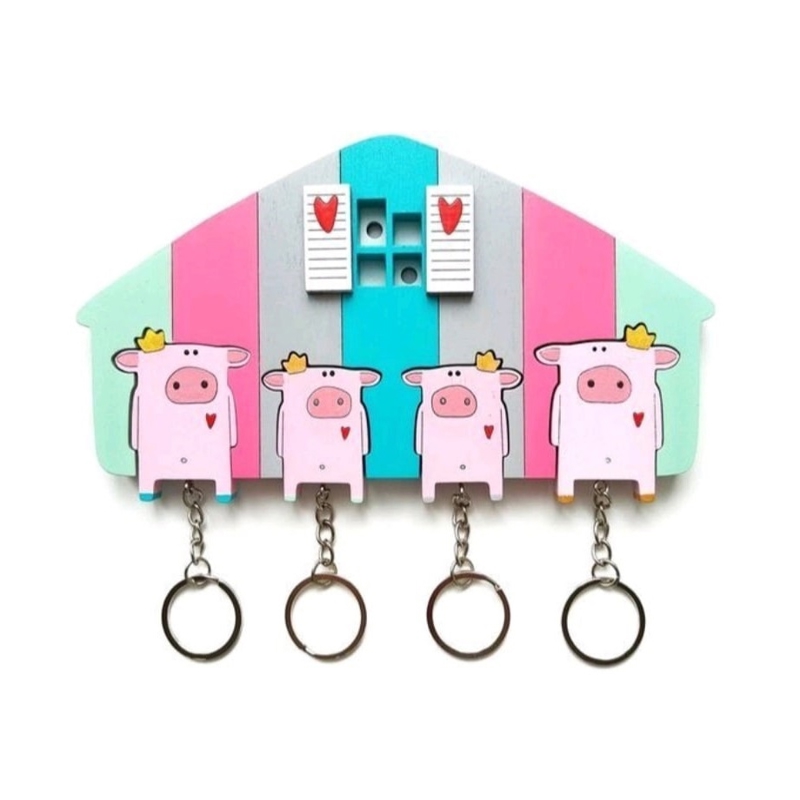 طرح جاکلیدی طرح خوک مناسب برای استفاده در دستگاه های cnc چوب و cnc لیزر - laser cut pig key holder wall decor cdr file