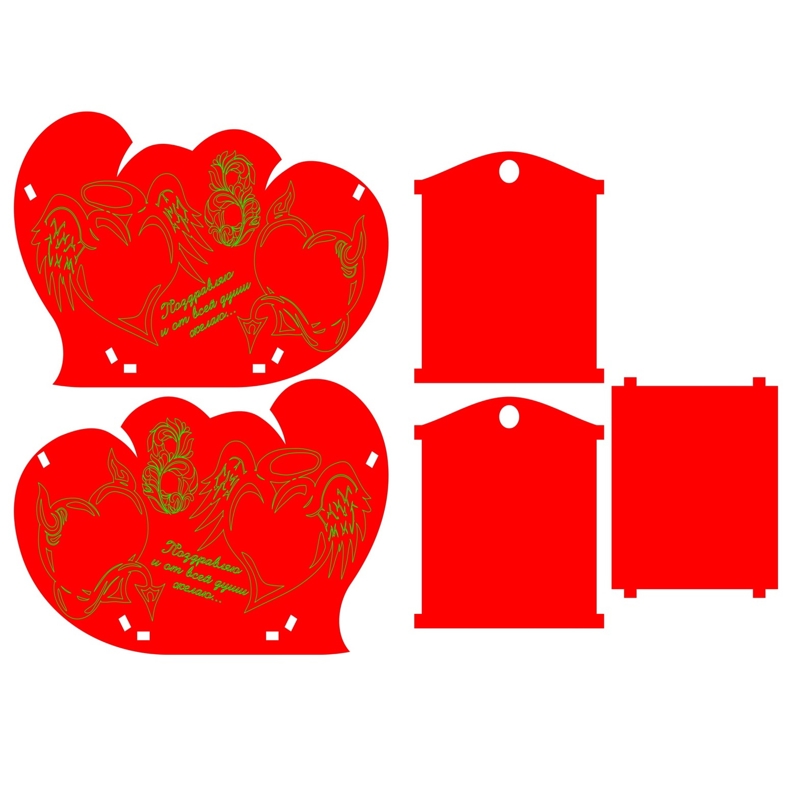 طرح گلدان به شکل قلب مناسب برای استفاده در دستگاه های cnc چوب و cnc لیزر - laser cut heart shaped planter cdr file