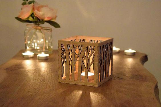 طرح جا شمعی چوبی مناسب برای استفاده در دستگاه های cnc چوب و cnc لیزر - laser cut wood candle holder cdr file