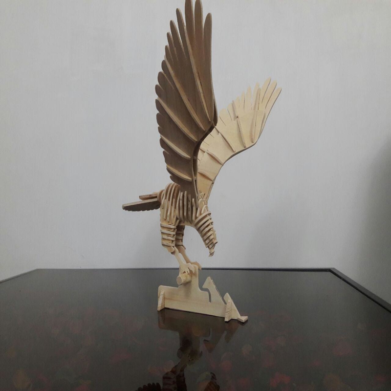 طرح پازل سه بعدی شاهین مناسب برای استفاده در دستگاه های cnc چوب و cnc لیزر - laser cut hawk 3d puzzle dxf file