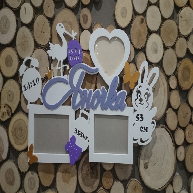 طرح قاب عکس کودک مناسب برای استفاده در دستگاه های cnc چوب و cnc لیزر - laser cut baby photo frame cdr file