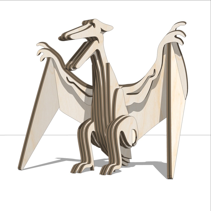 طرح پروانه پتروداکتیل لایه لایه مناسب برای استفاده در دستگاه های cnc چوب و cnc لیزر - laser cut layered pterodactyl cdr file
