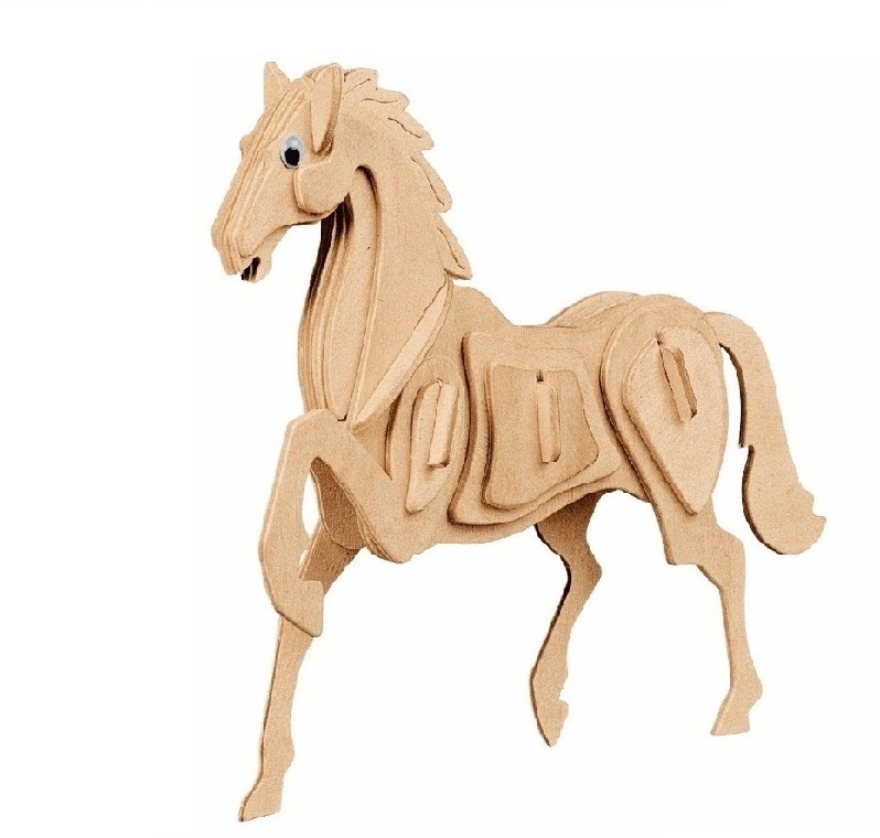 طرح پازل سه بعدی اسب مناسب برای استفاده در دستگاه های cnc چوب و cnc لیزر - laser cut horse 3d puzzle dxf file