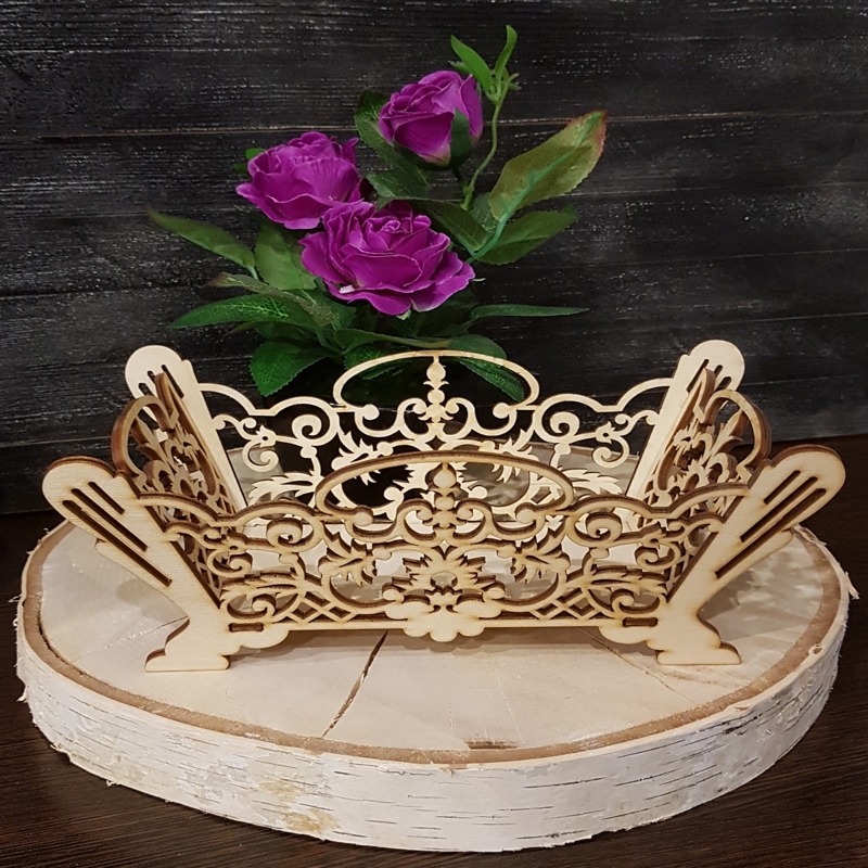 طرح سبد کاسه آبنبات چوبی تزئینی مناسب برای استفاده در دستگاه های cnc چوب و cnc لیزر - laser cut wooden decorative candy bowl basket dxf file