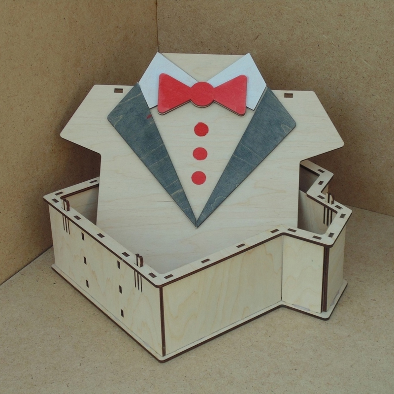 طرح جعبه کادویی طرح تیشرت مناسب برای استفاده در دستگاه های cnc چوب و cnc لیزر - laser cut t shirt shape gift box cdr file
