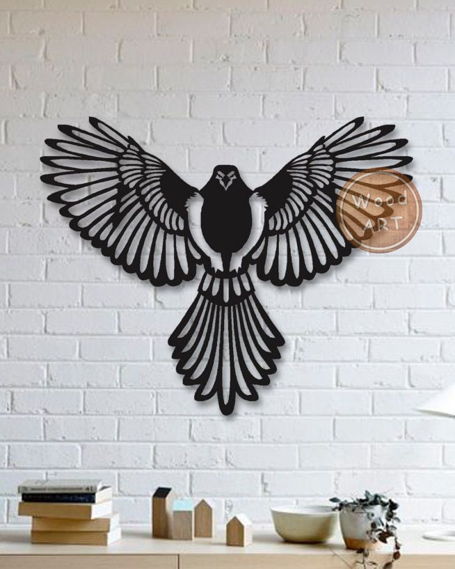 طرح تابلو دیواری طرح پرنده مناسب برای استفاده در دستگاه های cnc چوب و cnc لیزر - wall panel bird dxf file