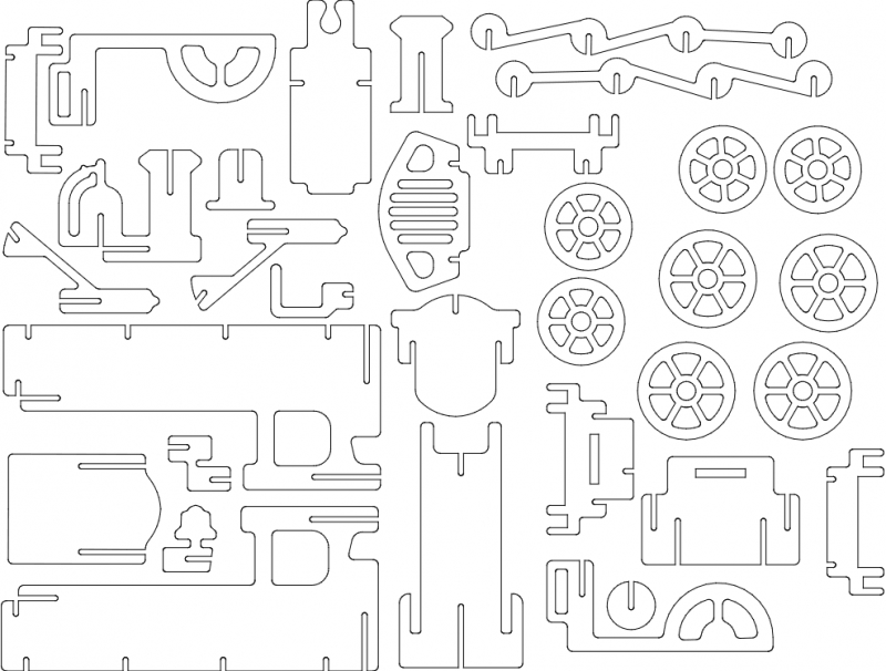 طرح قطار ۴، ۷۵ میلی‌متری مناسب برای استفاده در دستگاه های cnc چوب و cnc لیزر - train 4 75mm dxf file