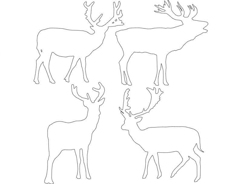 طرح چهار گوزن مناسب برای استفاده در دستگاه های cnc چوب و cnc لیزر - 4 deer dxf file