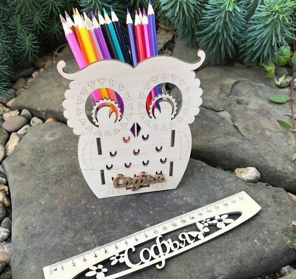 طرح جا مدادی و نظم دهنده میز طرح جغد مناسب برای استفاده در دستگاه های cnc چوب و cnc لیزر - owl desk organizer pencil holder dxf file