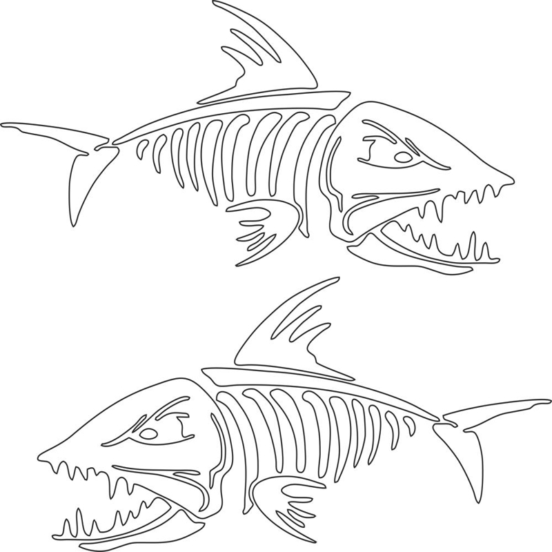 طرح فایل وکتور طرح اسکلت ماهی مناسب برای استفاده در دستگاه های cnc چوب و cnc لیزر - fish skeleton vector art cdr file