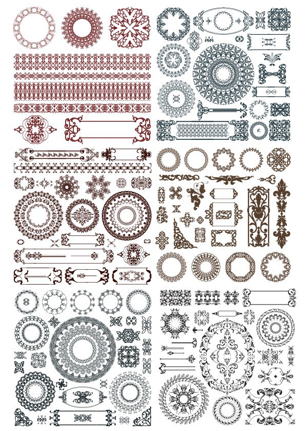 طرح گل با حروف برجسته مناسب برای استفاده در دستگاه های cnc چوب و cnc لیزر - doodles border decor elements cdr file