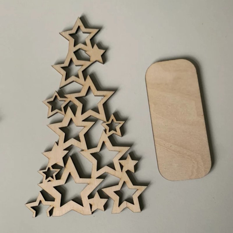 طرح درخت کریسمس ساخته شده از ستاره مناسب برای استفاده در دستگاه های cnc چوب و cnc لیزر - laser cut christmas tree made of stars