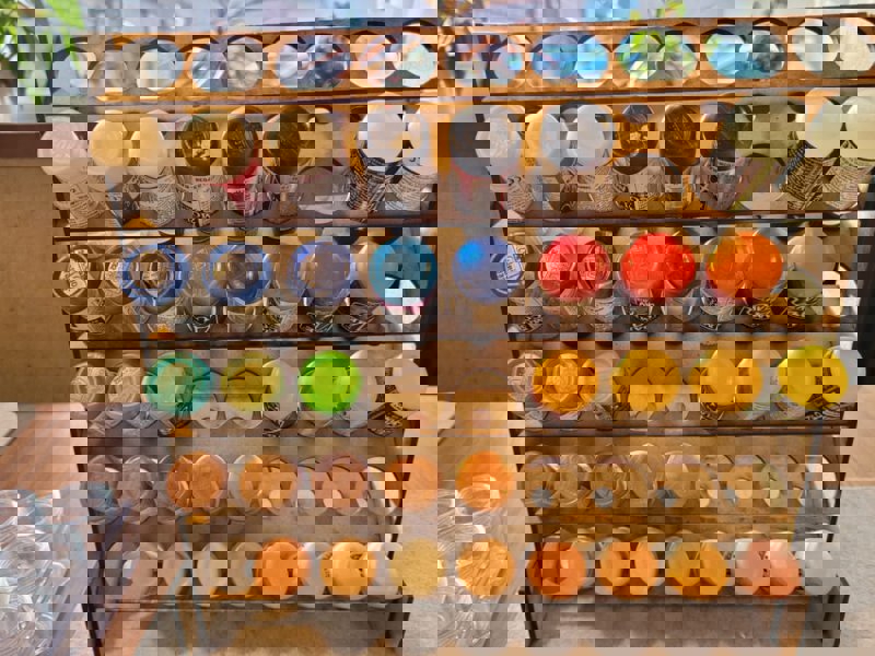 طرح قفسه رنگ ۳ میلی‌متری مناسب برای استفاده در دستگاه های cnc چوب و cnc لیزر - laser cut paint rack 3mm svg file