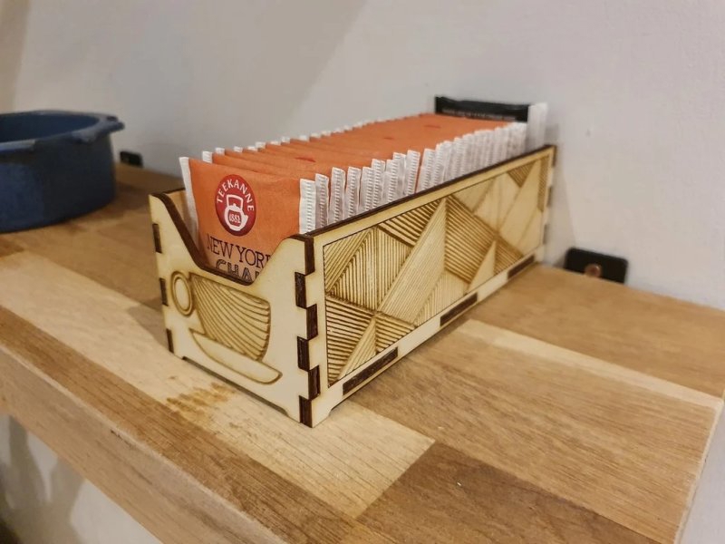 طرح جعبه چای چوبی مناسب برای استفاده در دستگاه های cnc چوب و cnc لیزر - laser cut wooden teabox dxf file