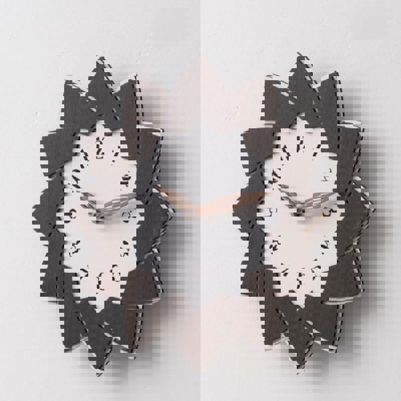 طرح ساعت دیواری مدرن به شکل گل با مناسب برای استفاده در دستگاه های cnc چوب و cnc لیزر - laser cut flower shaped modern wall clock