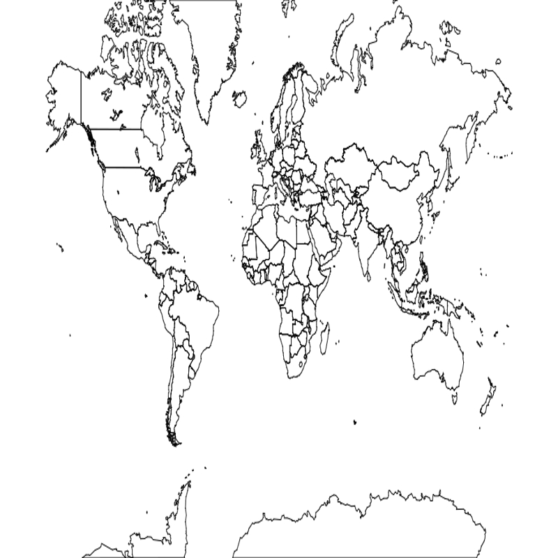 طرح نقشه جهان با جزئیات کامل مناسب برای استفاده در دستگاه های cnc چوب و cnc لیزر - world map detailed dxf file