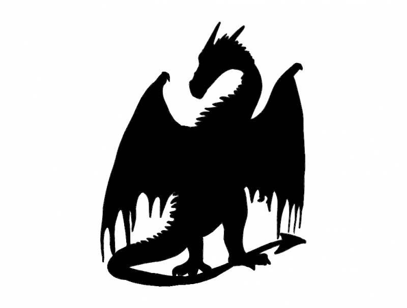 طرح اژدها مناسب برای استفاده در دستگاه های cnc چوب و cnc لیزر - dragon silhouette dxf file