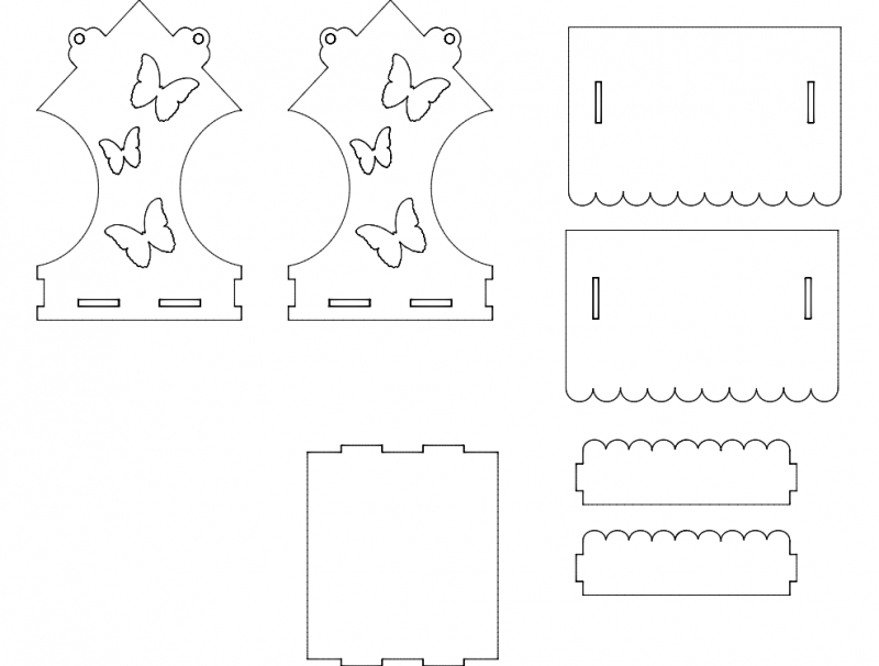 طرح خانه کوچک پرندگان مناسب برای استفاده در دستگاه های cnc چوب و cnc لیزر - birds house litle dxf file