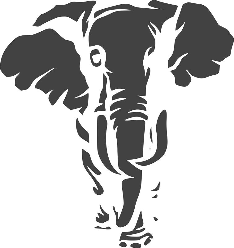 طرح استنسیل فیل با طرح حیوانات جنگل مناسب برای استفاده در دستگاه های cnc چوب و cnc لیزر - jungle animal elephant stencil dxf file