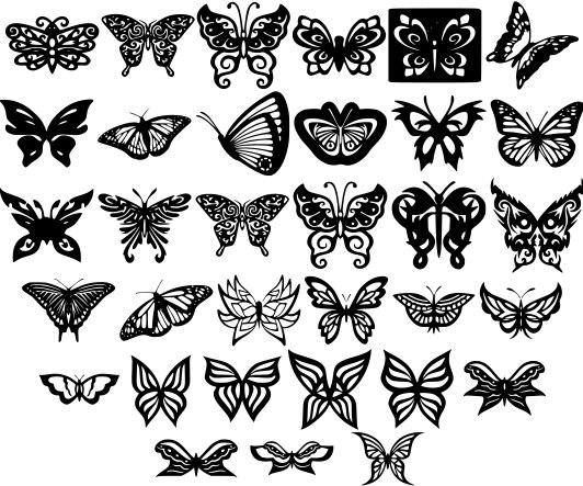 طرح تزیین پروانه مناسب برای استفاده در دستگاه های cnc چوب و cnc لیزر - butterfly ornaments decor dxf file
