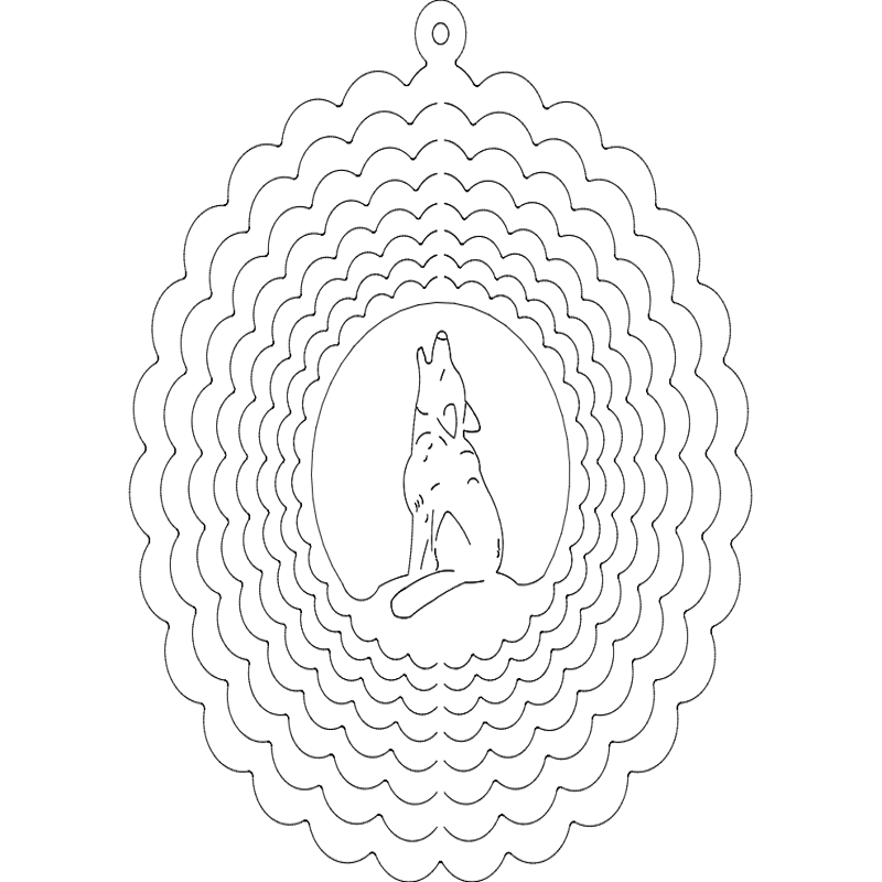 طرح چرخنده بادی گرگ مناسب برای استفاده در دستگاه های cnc چوب و cnc لیزر - wind spinner wolf dxf file