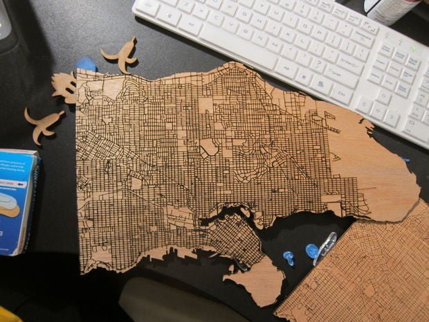 طرح نقشه چوبی ونکوور مناسب برای استفاده در دستگاه های cnc چوب و cnc لیزر - laser cut wooden vancouver map svg file