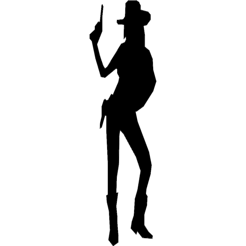 طرح دختر گاوچران با اسلحه مناسب برای استفاده در دستگاه های cnc چوب و cnc لیزر - cowgirl with gun dxf file