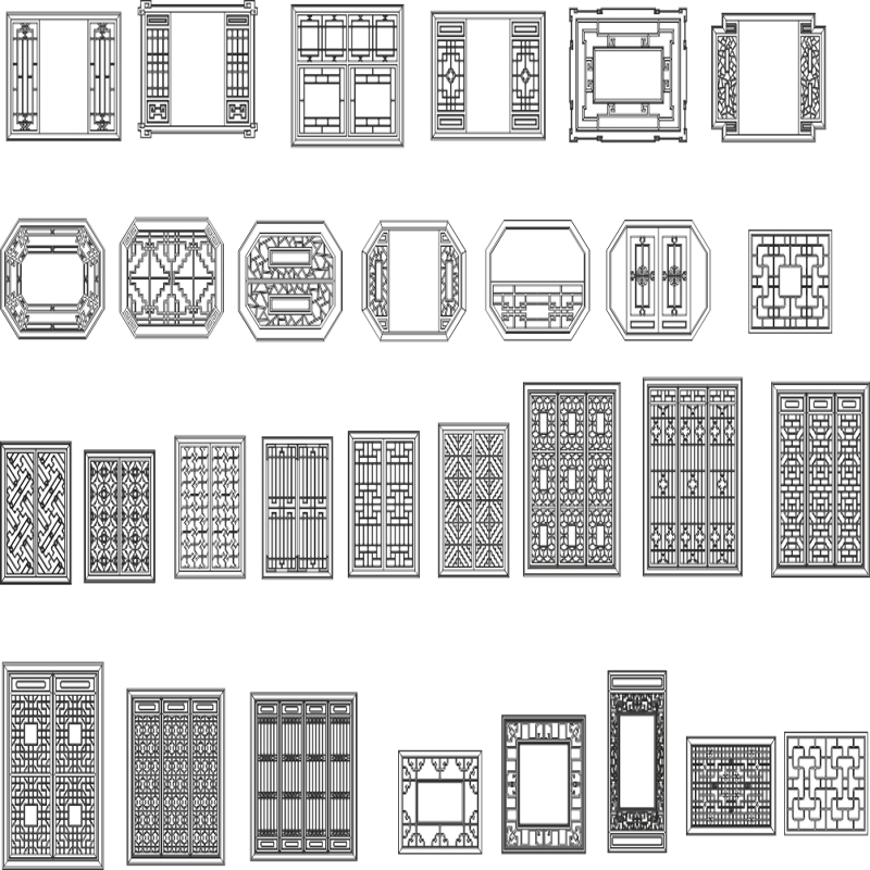 طرح وکتور طرح پنجره چینی مناسب برای استفاده در دستگاه های cnc چوب و cnc لیزر - chinese window patterns vectors cdr file